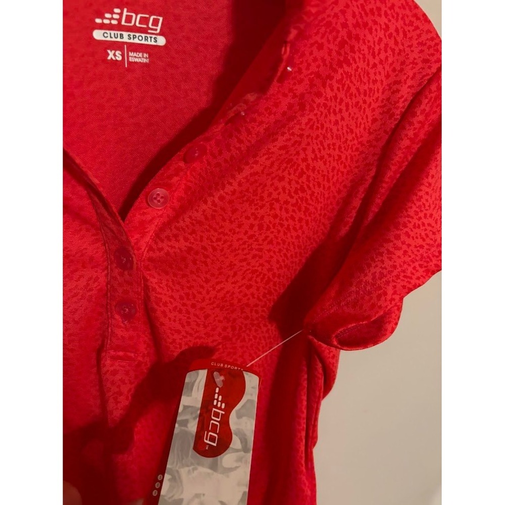 BCG Club Sports Womens Red Performance Polo Shirt XS‎ Moisture Wicking UPF 50 - Picture 4 of 5